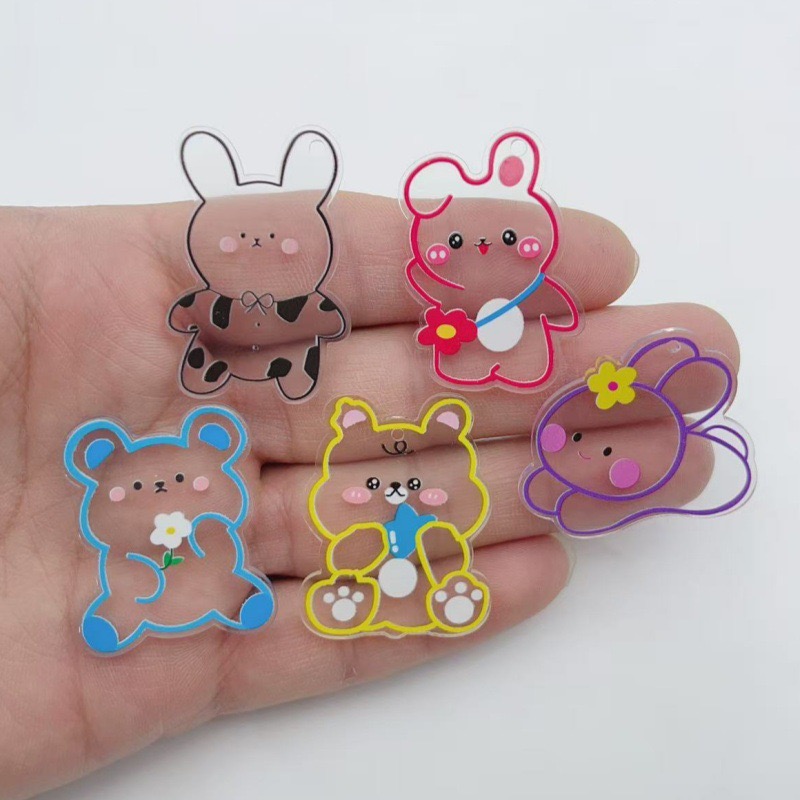 Necklace Pendant - 10pcs acrylic transparent cartoon teddy bear