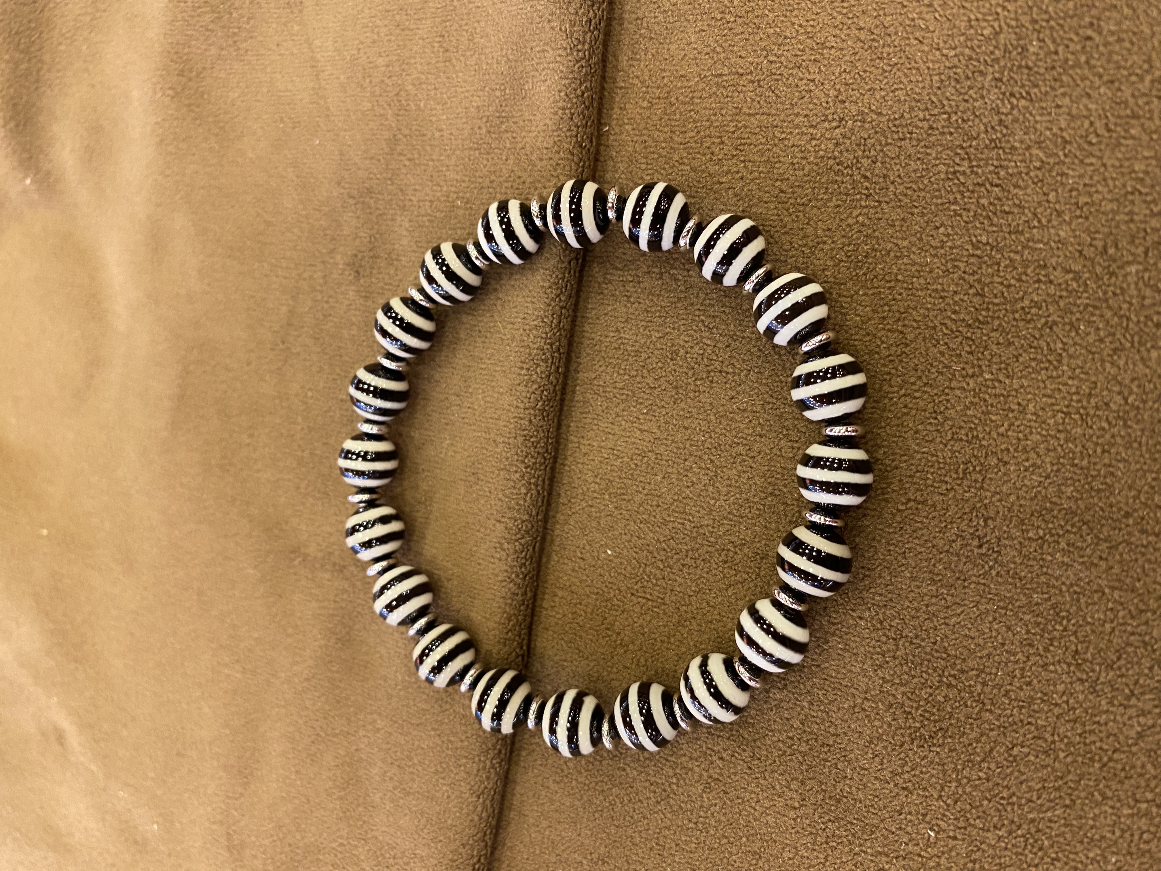 Fine Jewelry & Watches Photos - Black & White Striped Agate Bracelet,