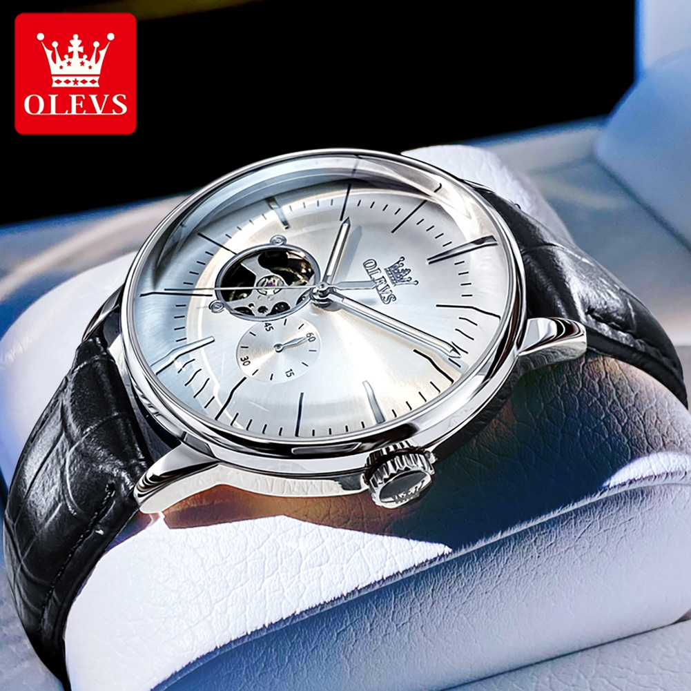 Mens Mechanical Watch - OLEVS Casual Fashion Men's Watches Leather