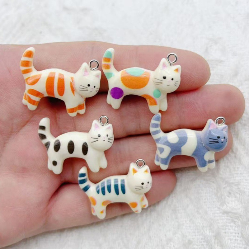 Jewelry & Watches Review - 10pcs resin cartoon cat animal jewelry