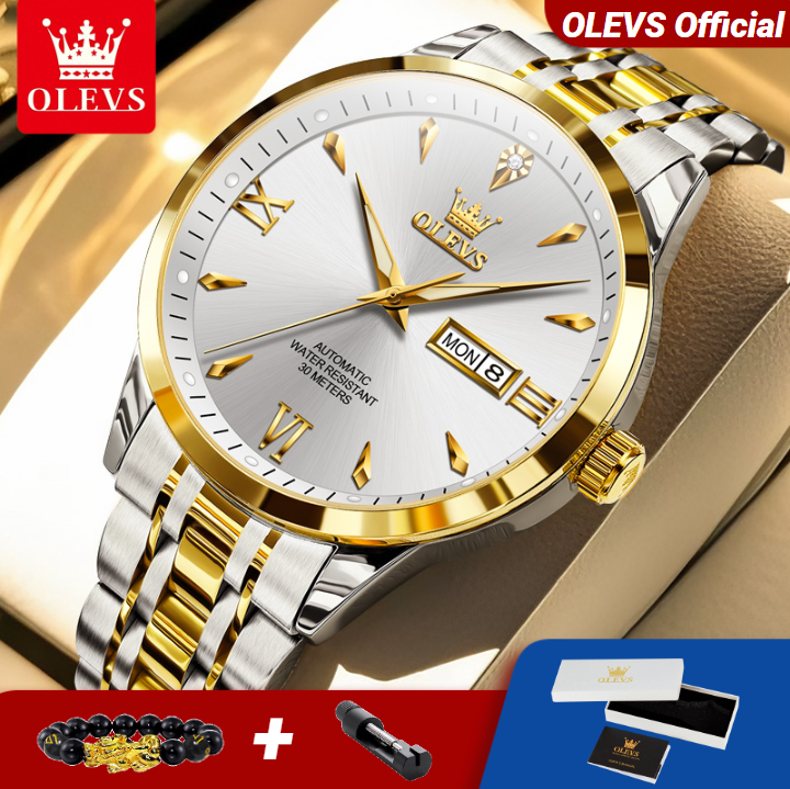 Mens Mechanical Watch - OLEVS Men Watches Classic Dual Calendar