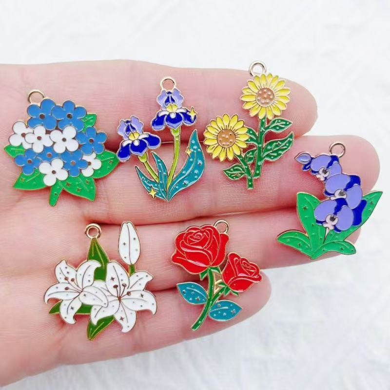 Necklace Pendant - 10pcs Plant Flower Bouquet Sunflower Carnation