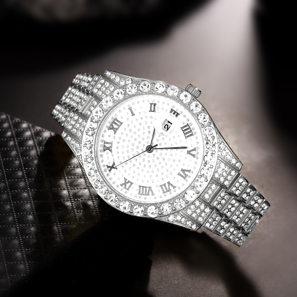 1 Hip-hop Full Diamond Silver  - Jewelry Watches Silver recensione e prezzo