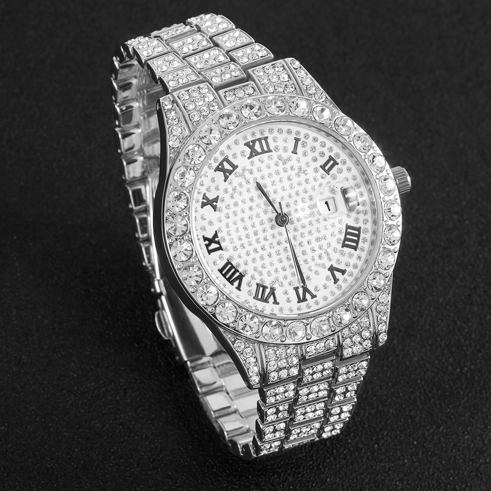 1 Hip-hop Full Diamond Silver  - Jewelry Watches Silver recensione e prezzo