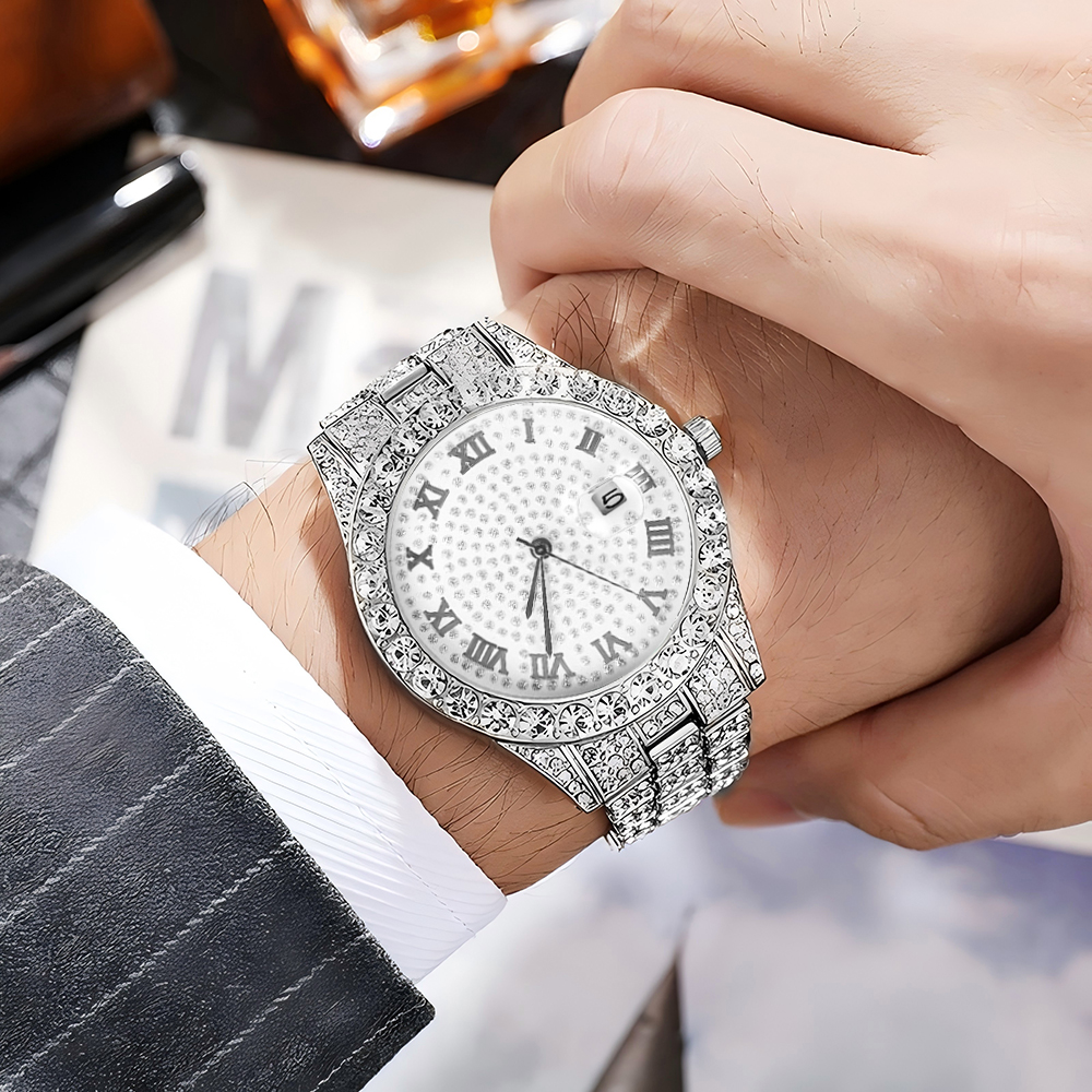 1 Hip-hop Full Diamond Silver  - Jewelry Watches Silver recensione e prezzo