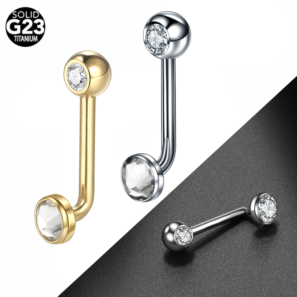 1PC G23 Titanium CZ Curved Bar - Christina Jewelry & Watches Marguerite Ørestik Forgyldt Sølv recensione e prezzo