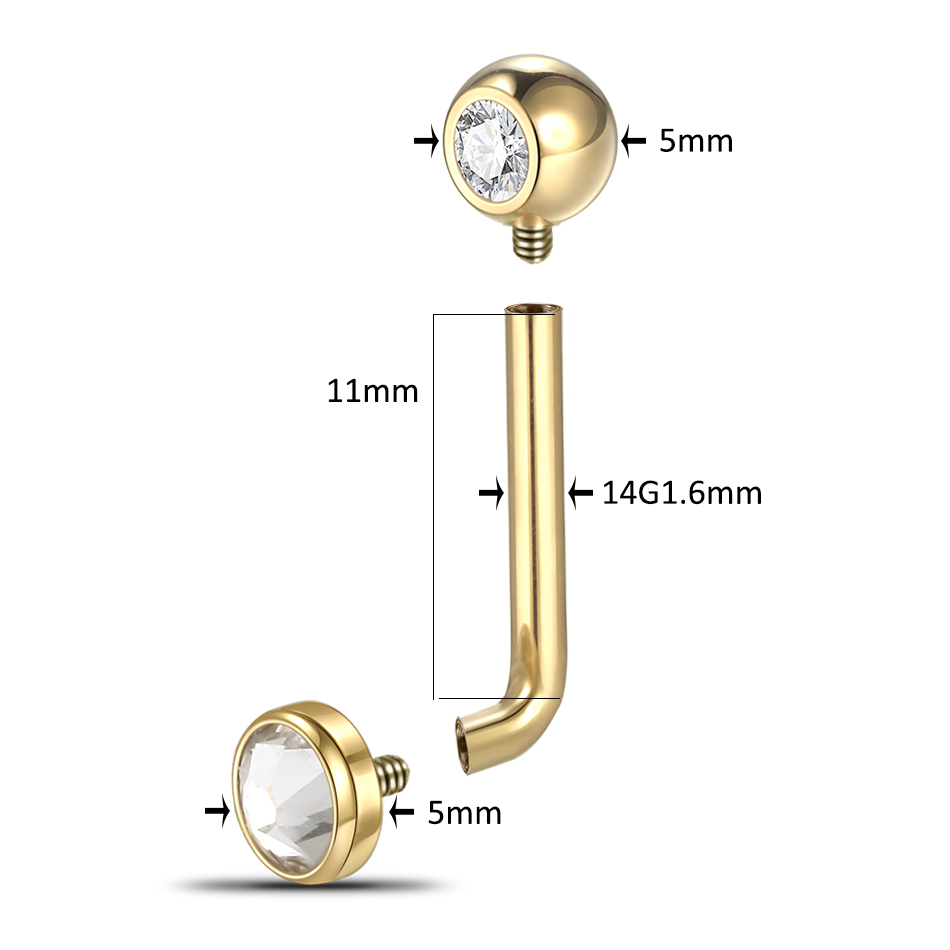 1PC G23 Titanium CZ Curved Bar - Christina Jewelry & Watches Marguerite Ørestik Forgyldt Sølv recensione e prezzo