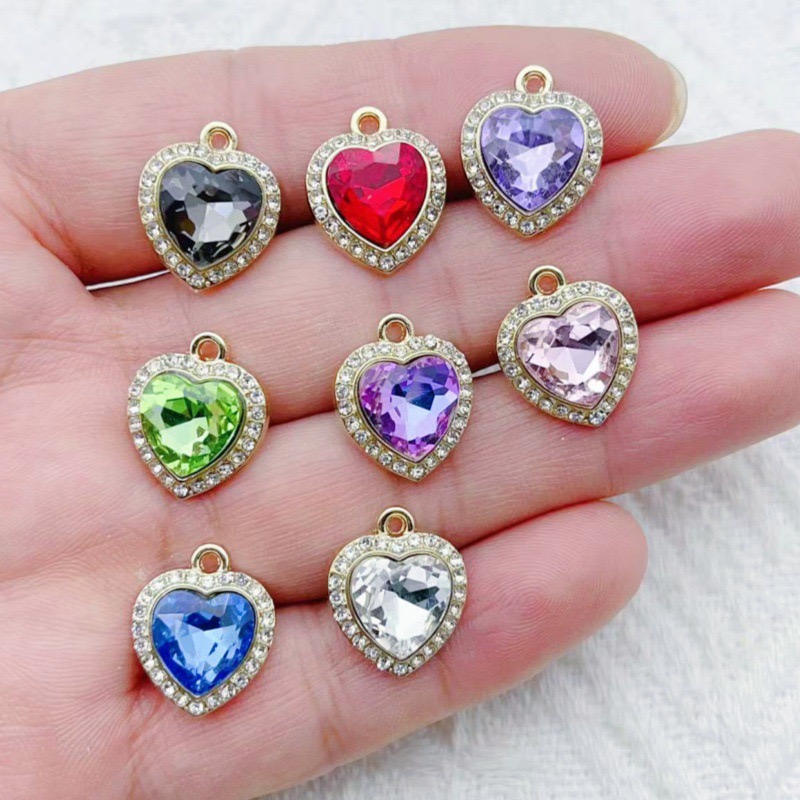 10pcs heart-shaped inlaid colo - Jewelry & Watches Review recensione e prezzo