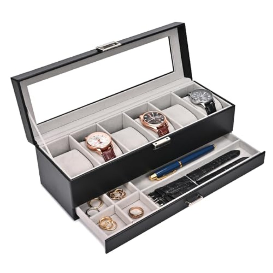 Watch Box, 6 Slot Watches Disp - Jewelry Watches Men recensione e prezzo
