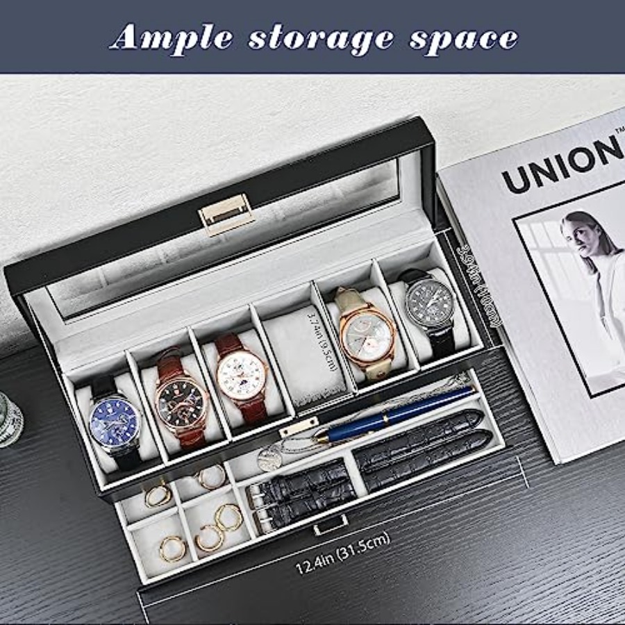 Watch Box, 6 Slot Watches Disp - Jewelry Watches Men recensione e prezzo