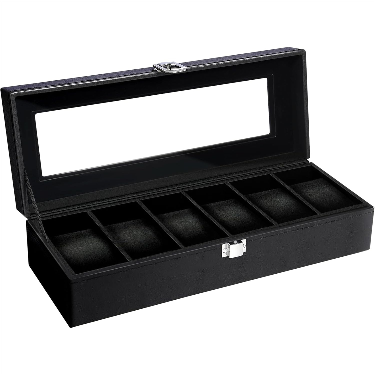 6 Slot Watch Box with Glass Li - Jewelry Watches Men recensione e prezzo