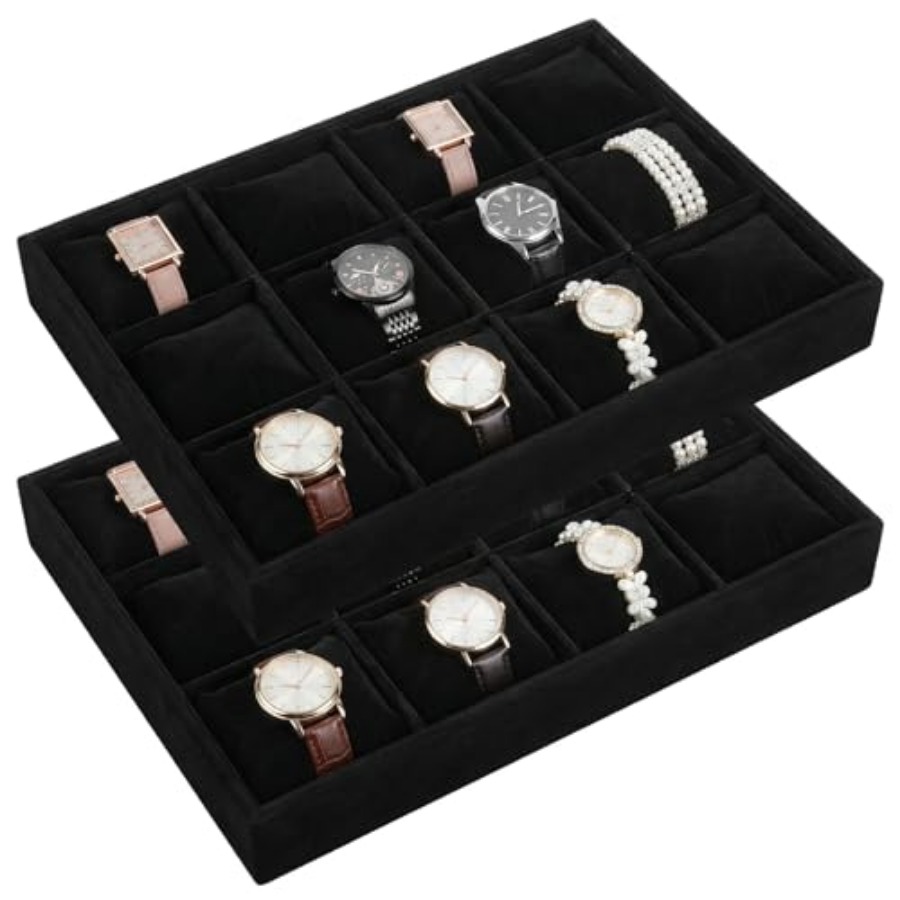 2 PCS Watch Tray, 12 Grid Watc - Jewelry Watches Men recensione e prezzo