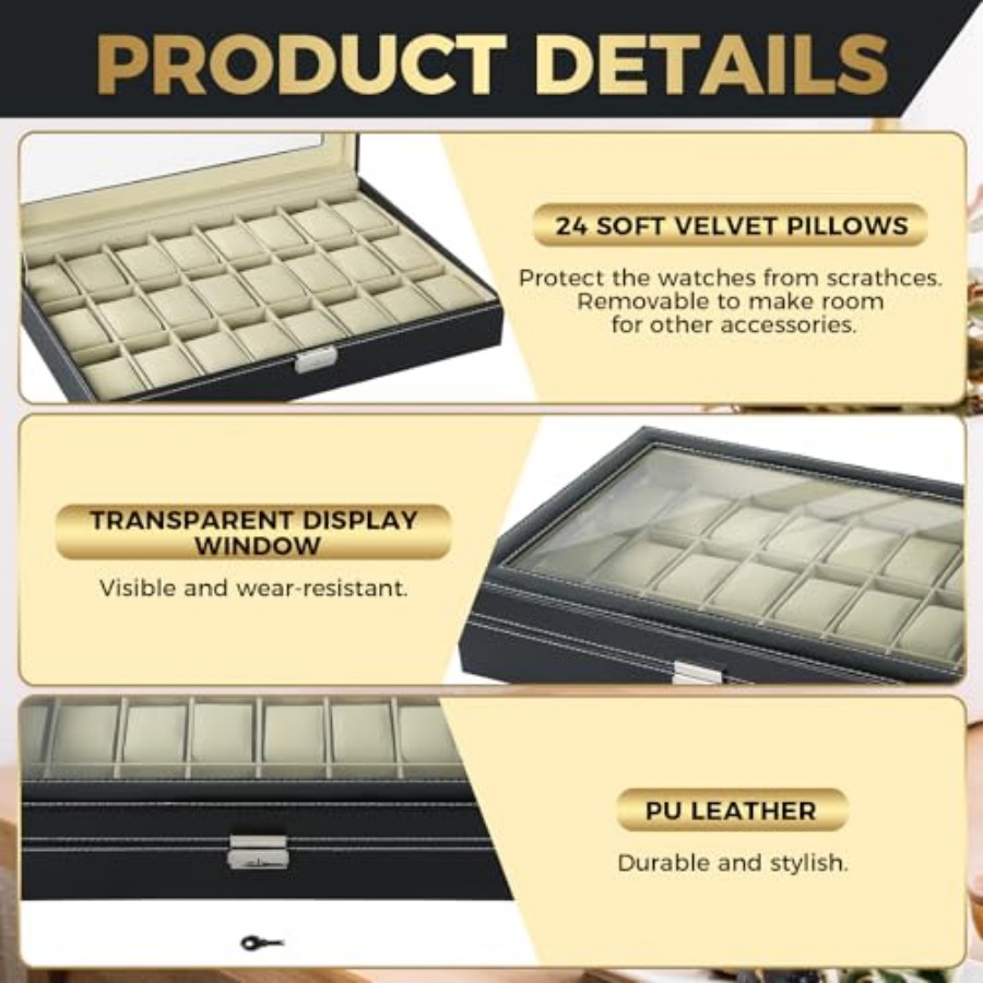 Watch Box 24 Slots Elegant Por - Jewelry Box That Holds Watches recensione e prezzo
