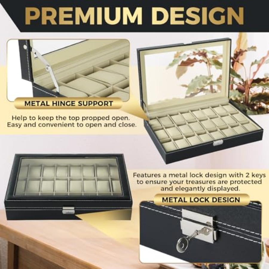 Watch Box 24 Slots Elegant Por - Jewelry Box That Holds Watches recensione e prezzo