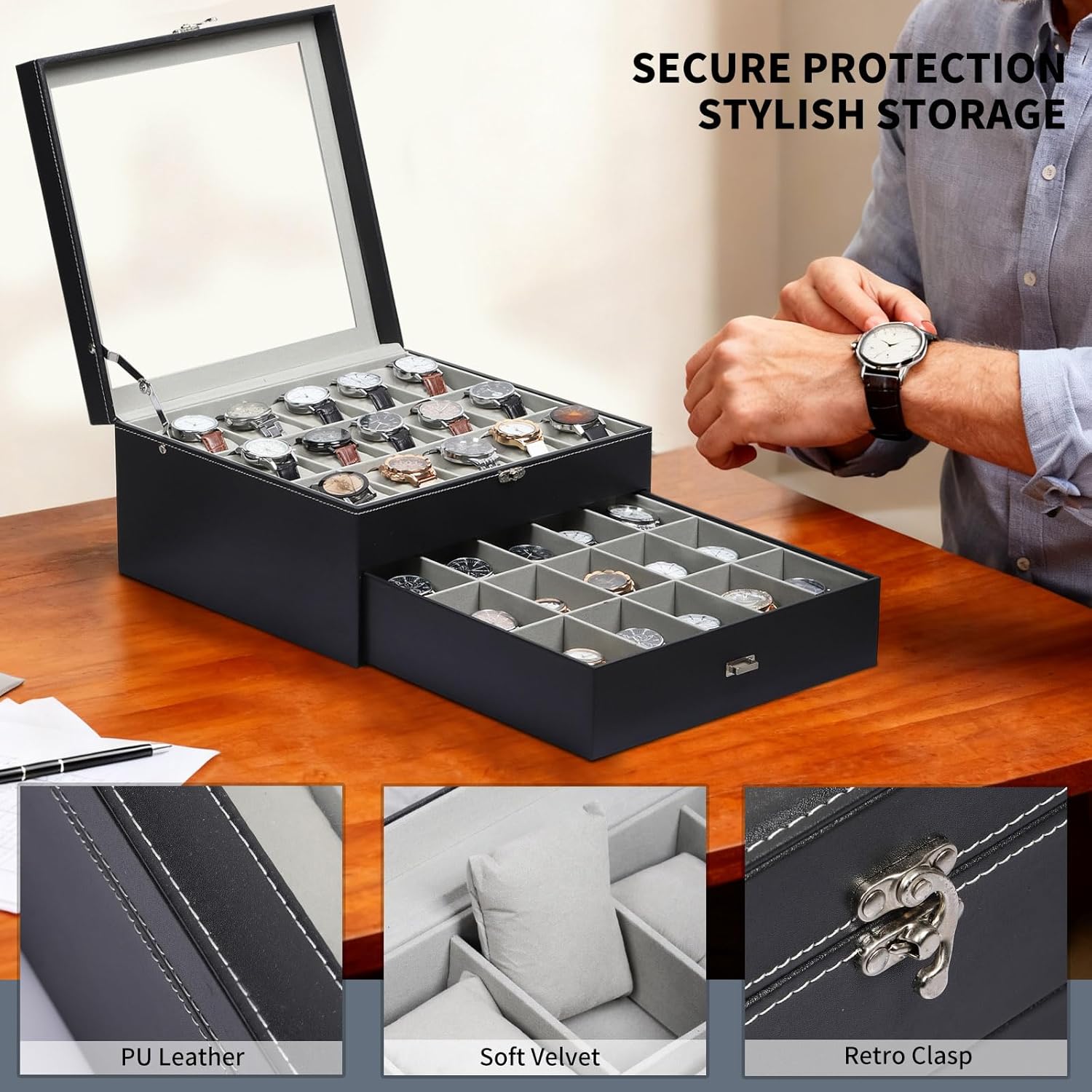 Watch Box Organizer with Glass - Jewelry Box That Holds Watches recensione e prezzo