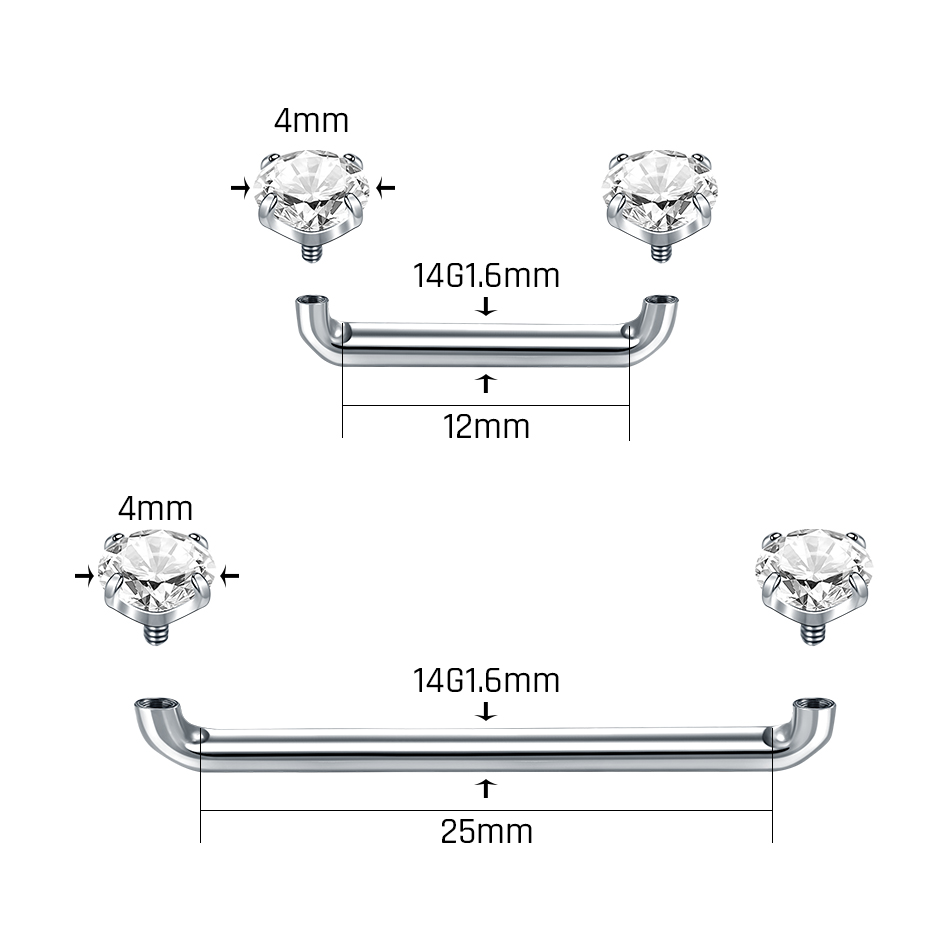 1PC Titanium Surface Piercing  - Christina Jewelry & Watches Marguerite Ørestik Forgyldt Sølv recensione e prezzo