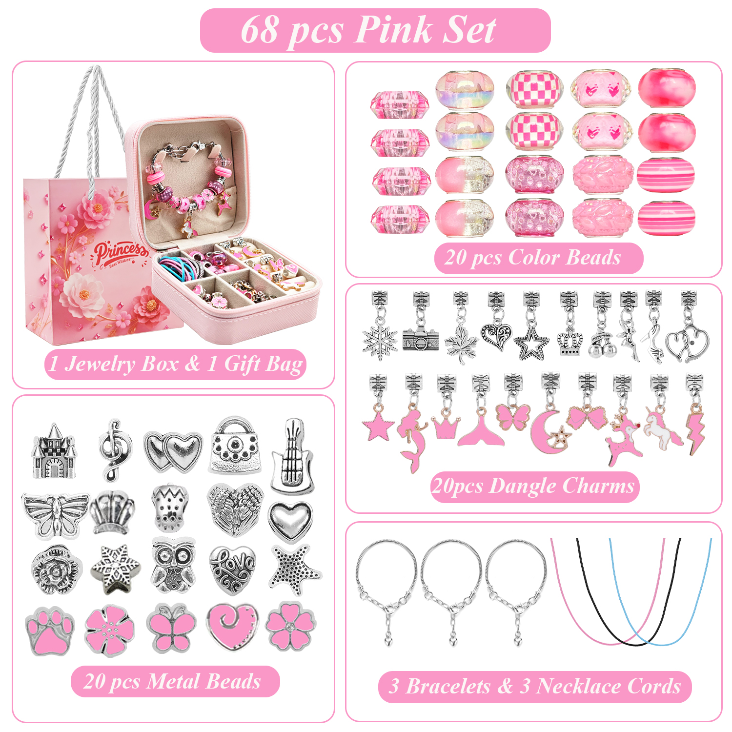 68pcs pink beaded jewelry set, - Fine Jewelry & Watches Photos recensione e prezzo